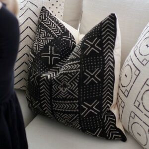 Mae Woven - Decorative Black and Cream Pillow - 20” x 20”